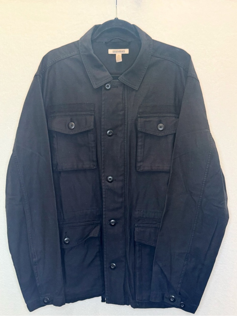 Goodthreads Men’s Black Utility Cargo Jacket Casual Hiking Outdoors Size XL